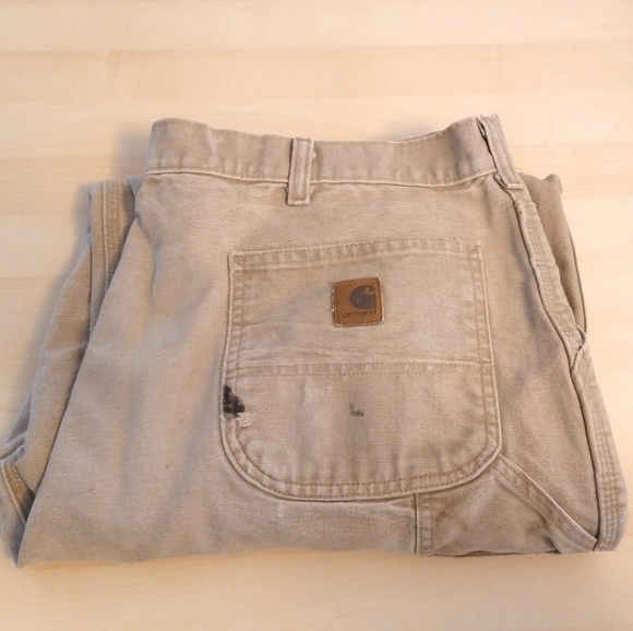 40 Waist Carhartt Jeans Tan Denim Beige Work Distressed - Picture 1 of 12